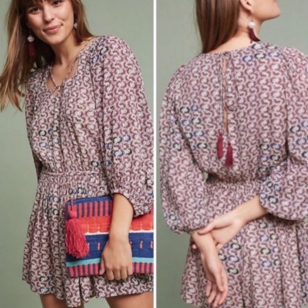 Anthro Holding Horses Annamaria Romper Floral Pink Purple XS